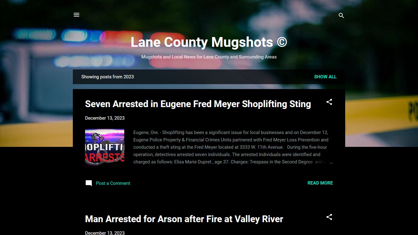 Lane County Mugshots